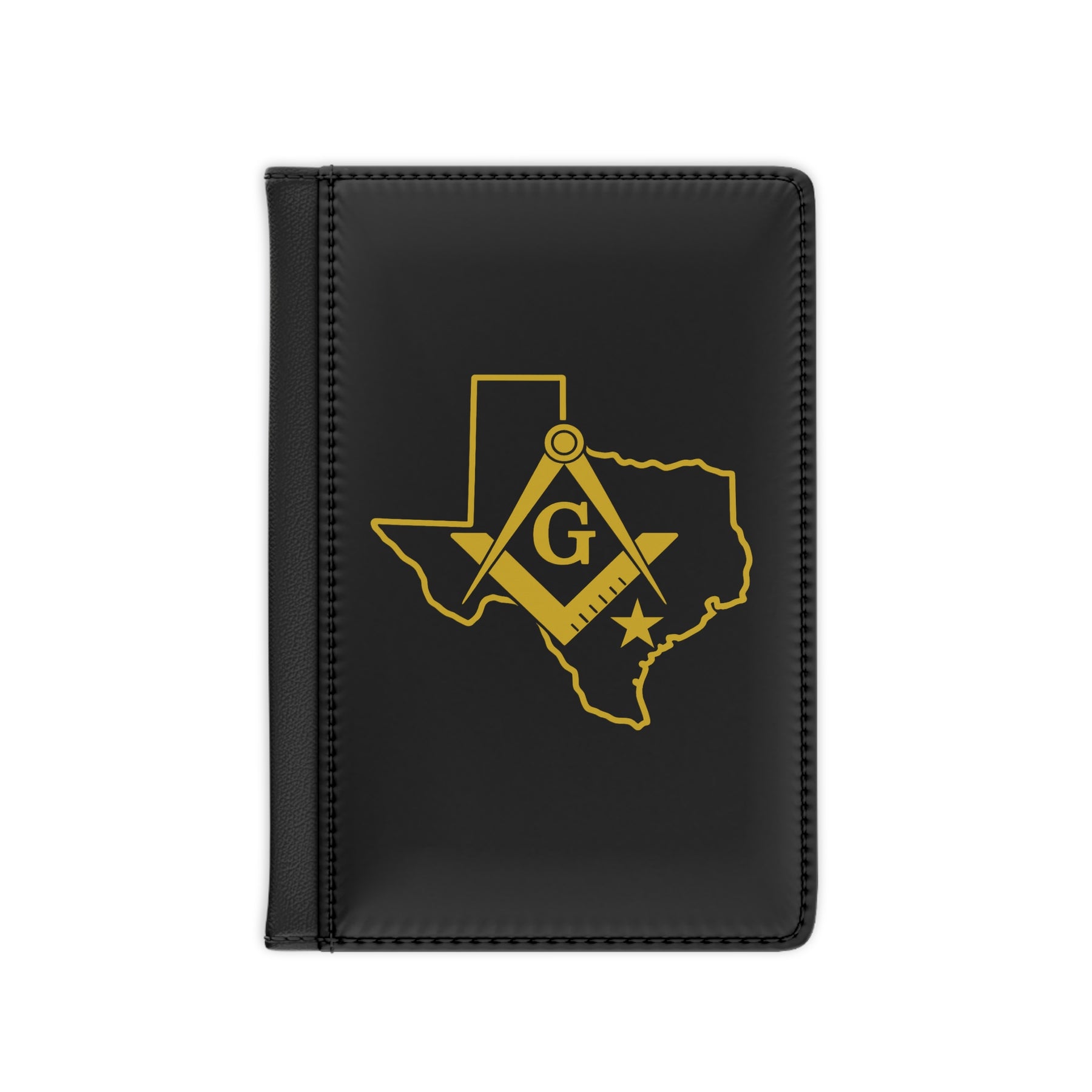 Master Mason Blue Lodge Passport Cover - Black Texas Mason PU Leather - Bricks Masons