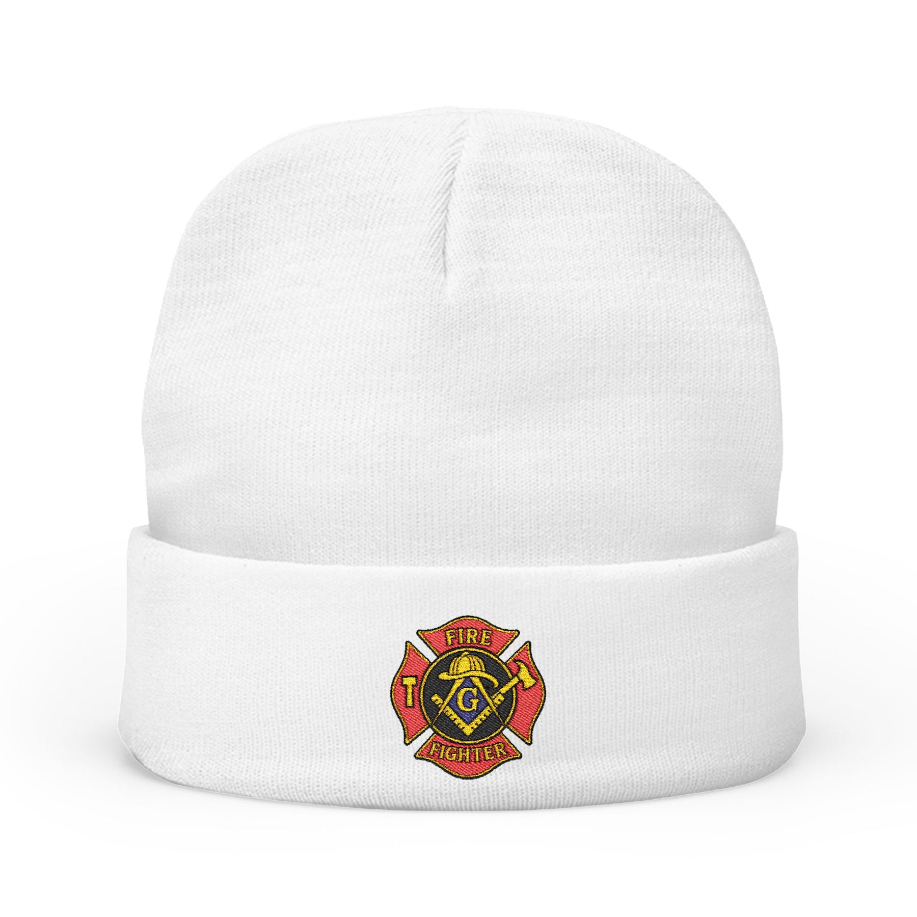 Master Mason Blue Lodge Beanie - Knit Embroidery Firefighter Mason Square & Compass G - Bricks Masons