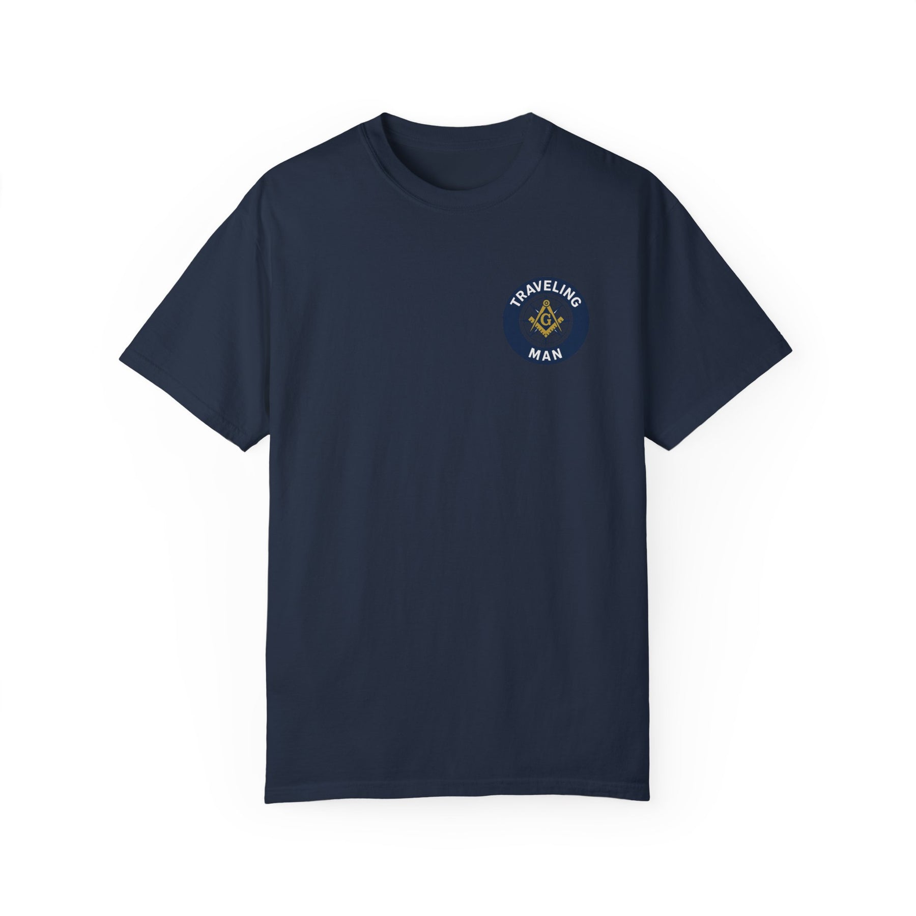 Master Mason Blue Lodge T-Shirt - Traveling Mason Garment-Dyed Tee - Bricks Masons