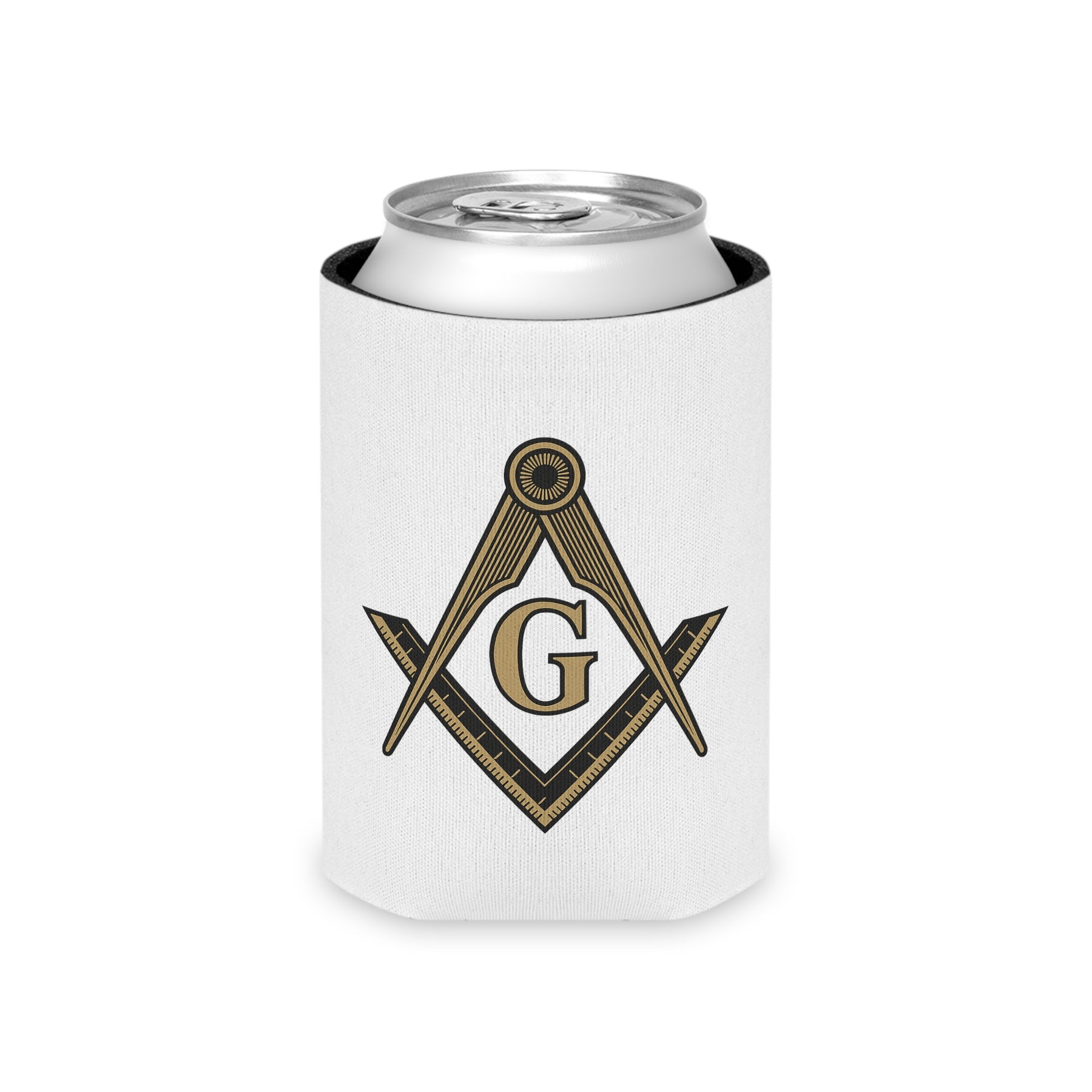 Master Mason Blue Lodge Can Cooler - Square & Compass G Lightweight Polyester - Bricks Masons