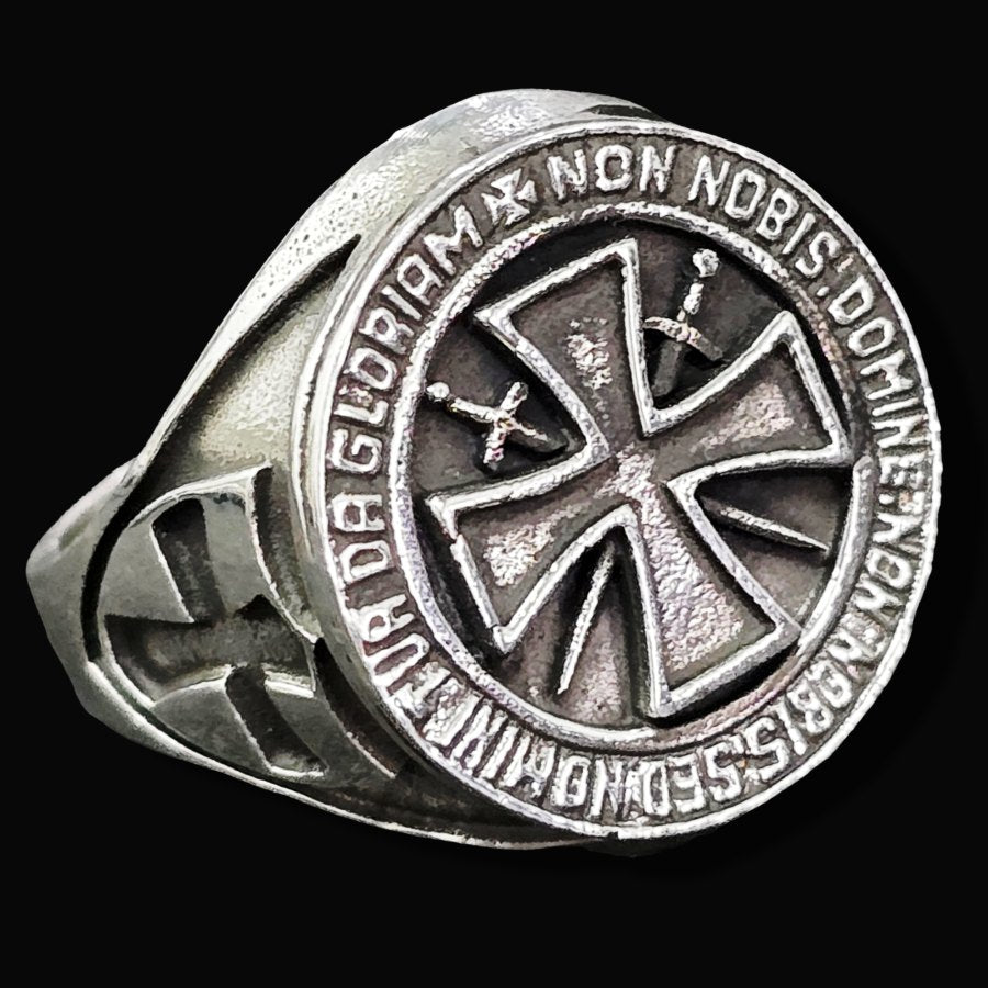 Non Nobis Domine Templar Ring In Silver 12 Gr Art 1705 - Bricks Masons