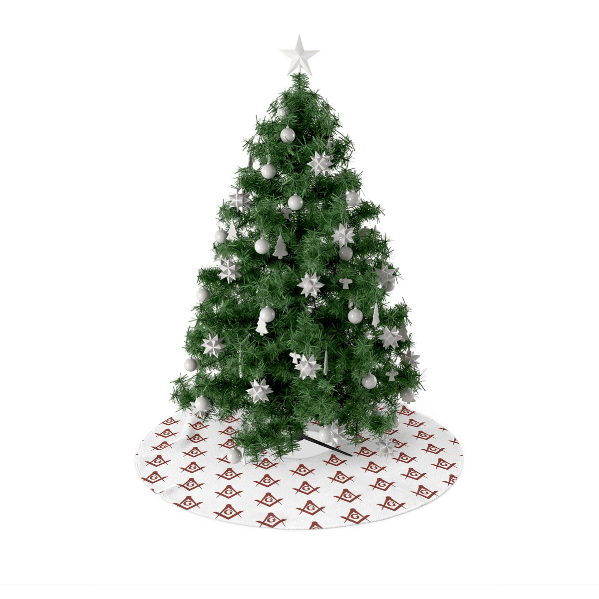 Master Mason Blue Lodge Christmas Tree Skirt - Festive Square & Compass G - Bricks Masons