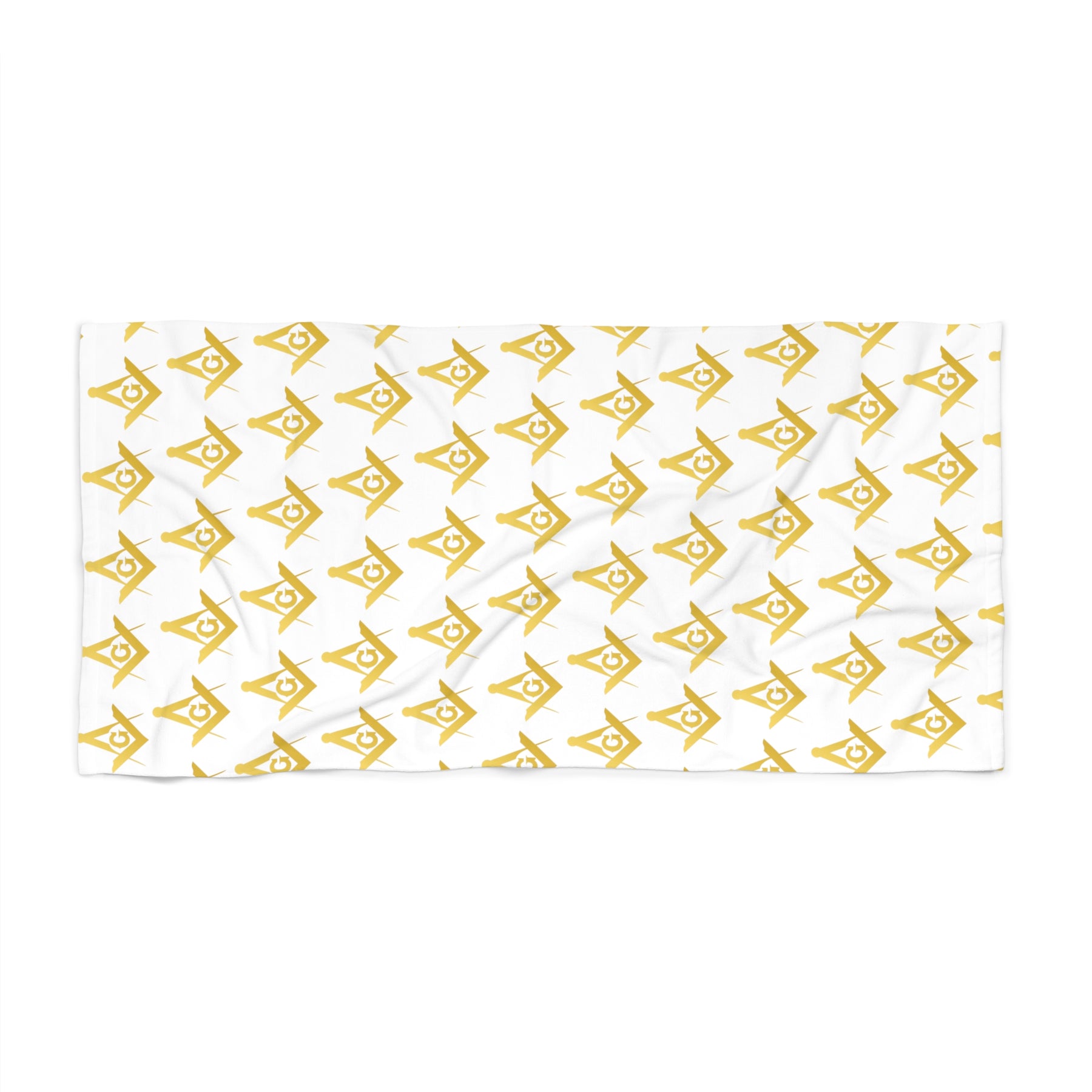 Master Mason Blue Lodge Beach Towel - Gold - Bricks Masons