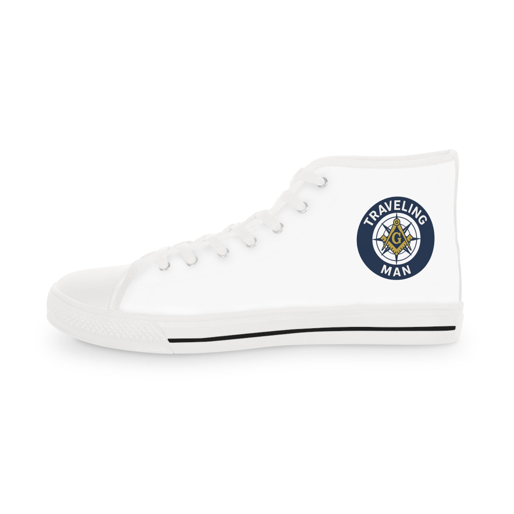 Master Mason Blue Lodge Sneaker - High Top Black & White Sole Traveling Mason - Bricks Masons