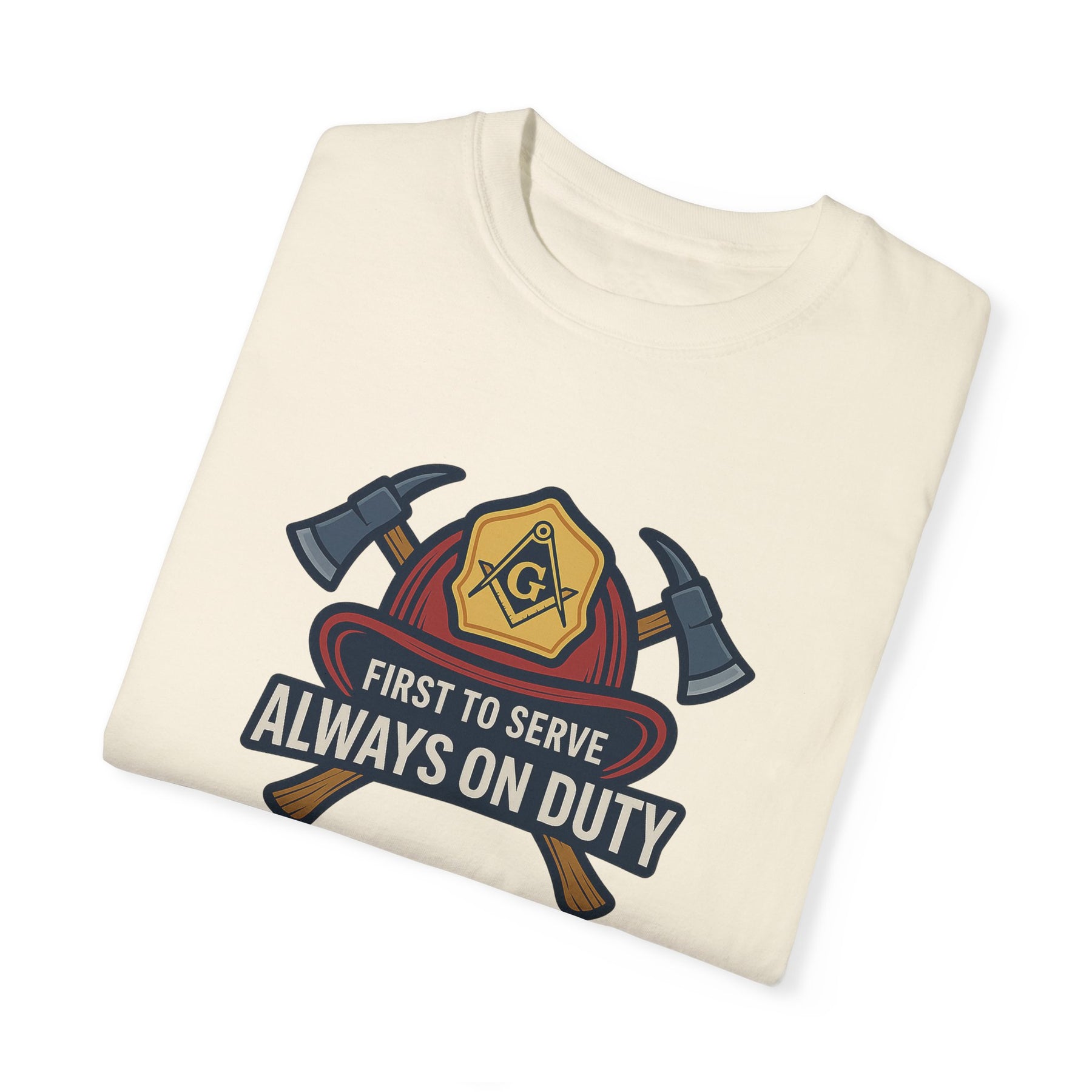 Master Mason Blue Lodge T-Shirt - Garment-Dyed Firefighter Tee - Bricks Masons