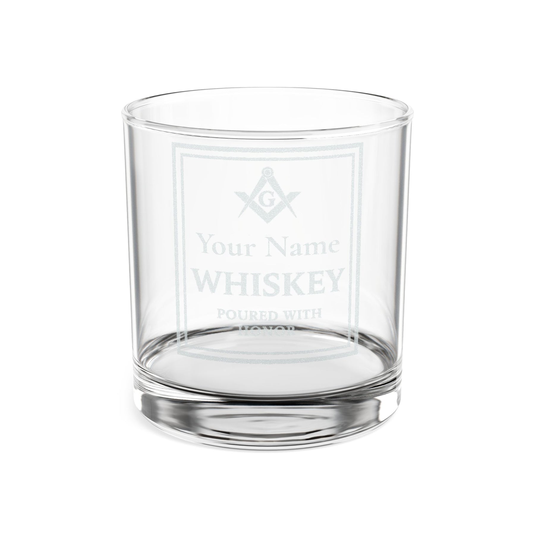 Master Mason Blue Lodge Whiskey Glass - Poured with Honor S&C G with Personalization