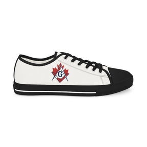 Master Mason Blue Lodge Canada Jurisdiction Sneaker - Low Top Sneaker Black & White S&C Maple Leaf - Bricks Masons