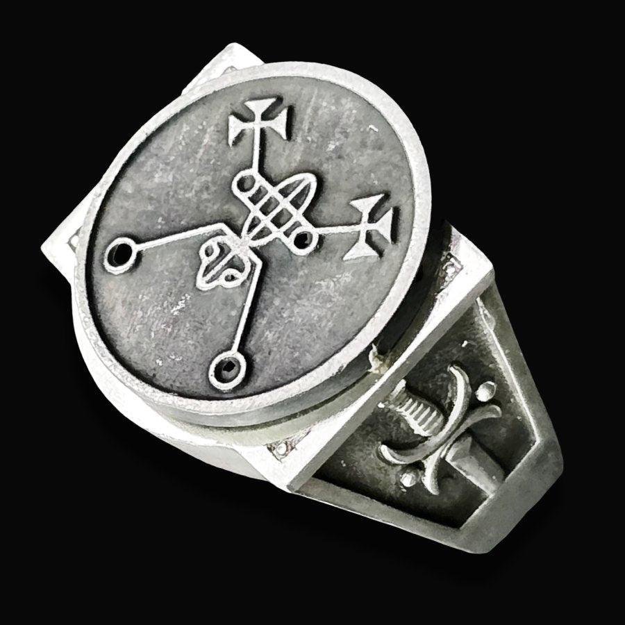 Demon Ring 01 King Bael 72 Demons Lesser Key of Solomon Goetia In Silver 2.2 cm x 1.8 cm 18 Gr Art 1779 - Bricks Masons