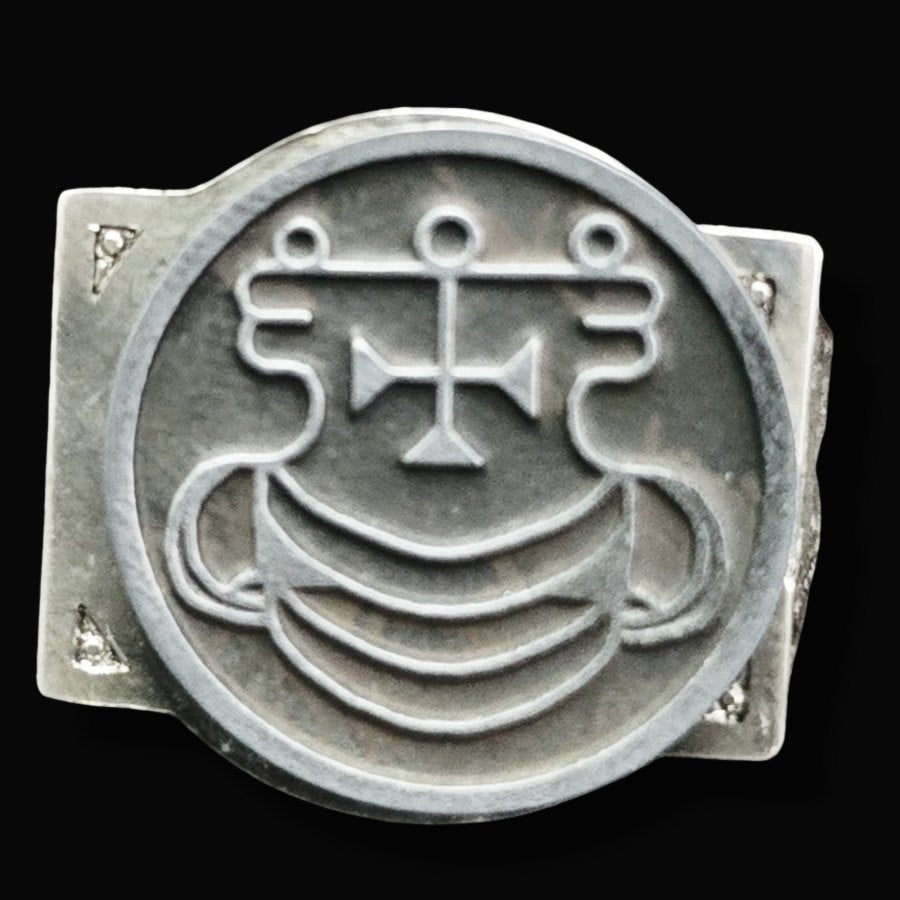 Demon Ring 2 Duke Agares 72 Demons Lesser Key of Solomon Goetia In Silver 2.2 cm x 1.8 cm 18 Gr Art 1780 - Bricks Masons