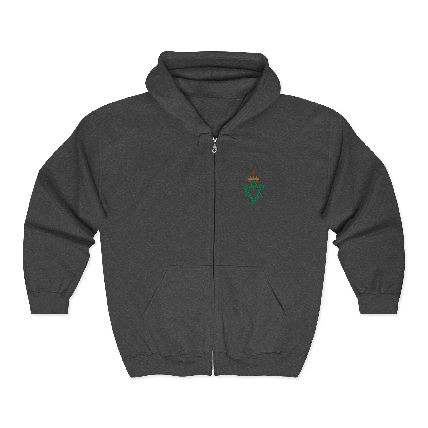 Allied Masonic Degrees Hoodie - Zip Up Jacket with AMD Emblem Embroidery - Bricks Masons