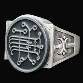Demon Ring 24 MARQUES NABERIUS 72 Demons Lesser Key of Solomon Goetia In Silver 2.2 cm x 1.8 cm 18 Gr Art 1802 - Bricks Masons
