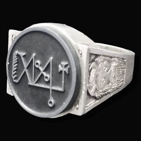 Demon Ring 41 DUKE FOCALOR 72 Demons Lesser Key of Solomon Goetia In Silver 2.2 cm x 1.8 cm 18 Gr Art 1819 - Bricks Masons