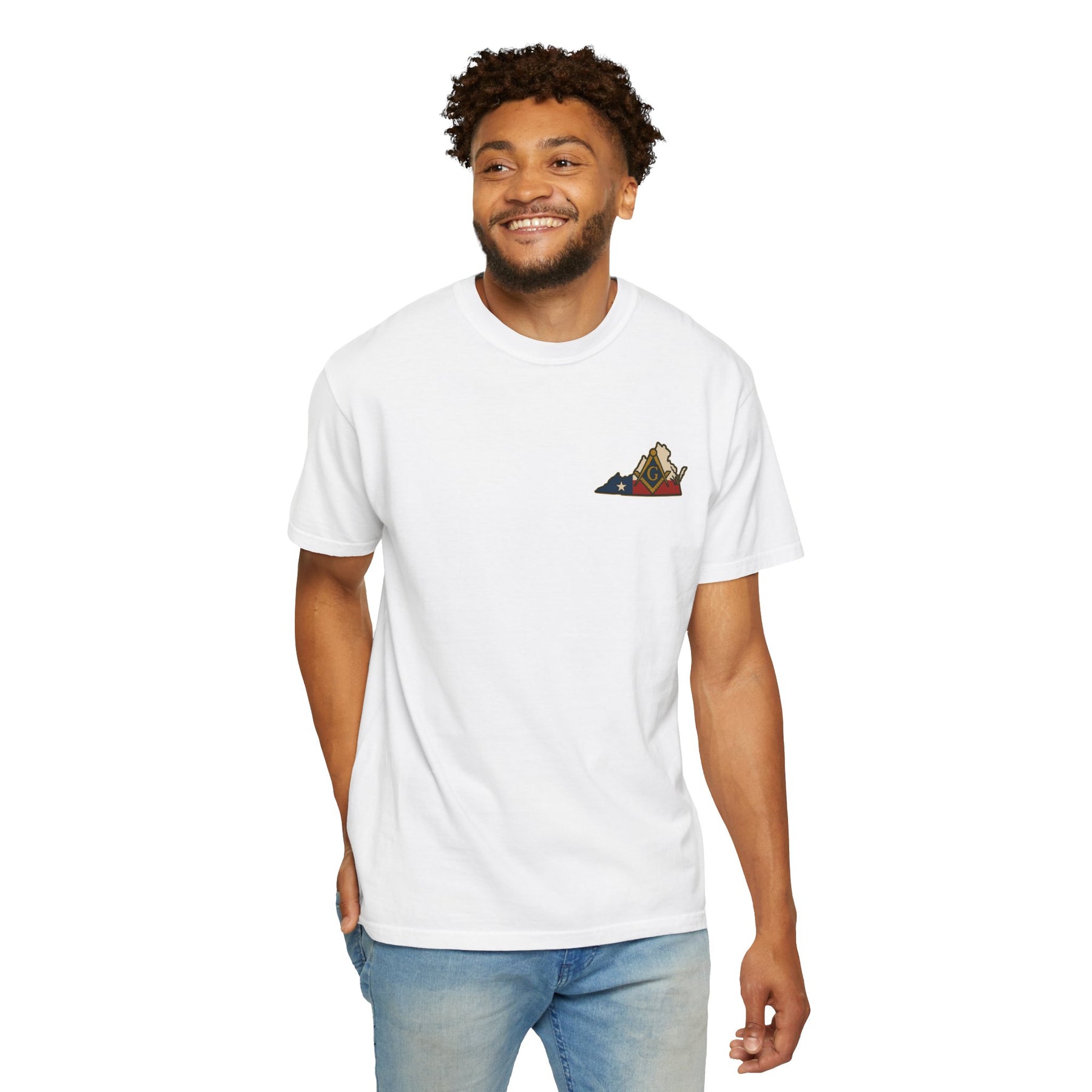 Master Mason Blue Lodge T-Shirt - Garment-Dyed Virginia Mason - Bricks Masons