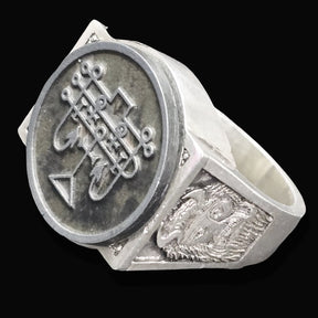 Demon Ring 63 MARQUES ANDRAS 72 Demons Lesser Key of Solomon Goetia In Silver 2.2 cm x 1.8 cm 18 Gr Art 1841 - Bricks Masons
