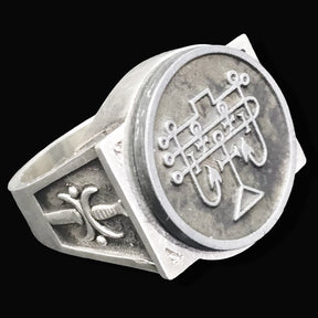Demon Ring 63 MARQUES ANDRAS 72 Demons Lesser Key of Solomon Goetia In Silver 2.2 cm x 1.8 cm 18 Gr Art 1841 - Bricks Masons