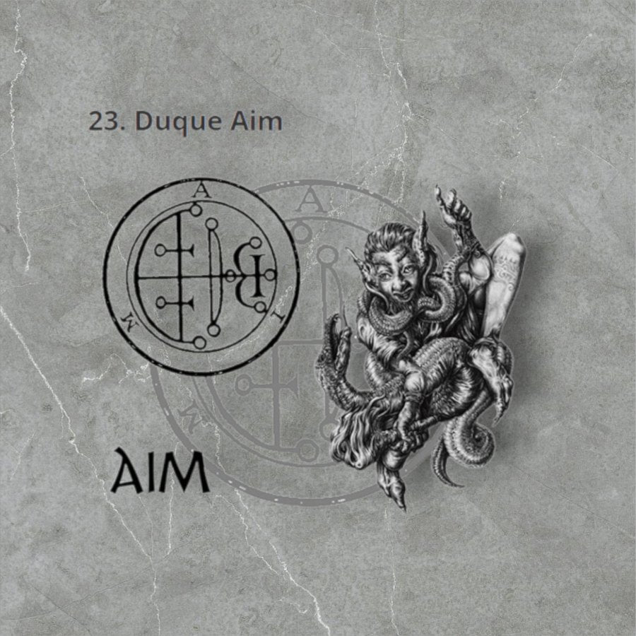 I wove Demon 23 DUKE AIM and Secret Seal of Solomon 72 Demons Lesser Key of Solomon Goetia In Silver 3 x 2.5 cm 12 Gr Art 1882 - Bricks Masons