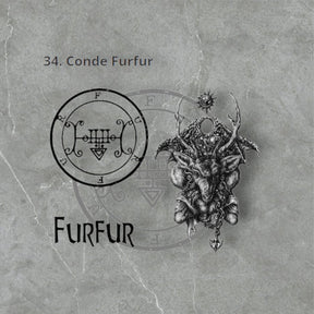 I commemorated Demon 34 COUNT FURFUR and Secret Seal of Solomon 72 Demons Lesser Key of Solomon Goetia In Silver 3 x 2.5 cm 12 Gr Art 1893 - Bricks Masons
