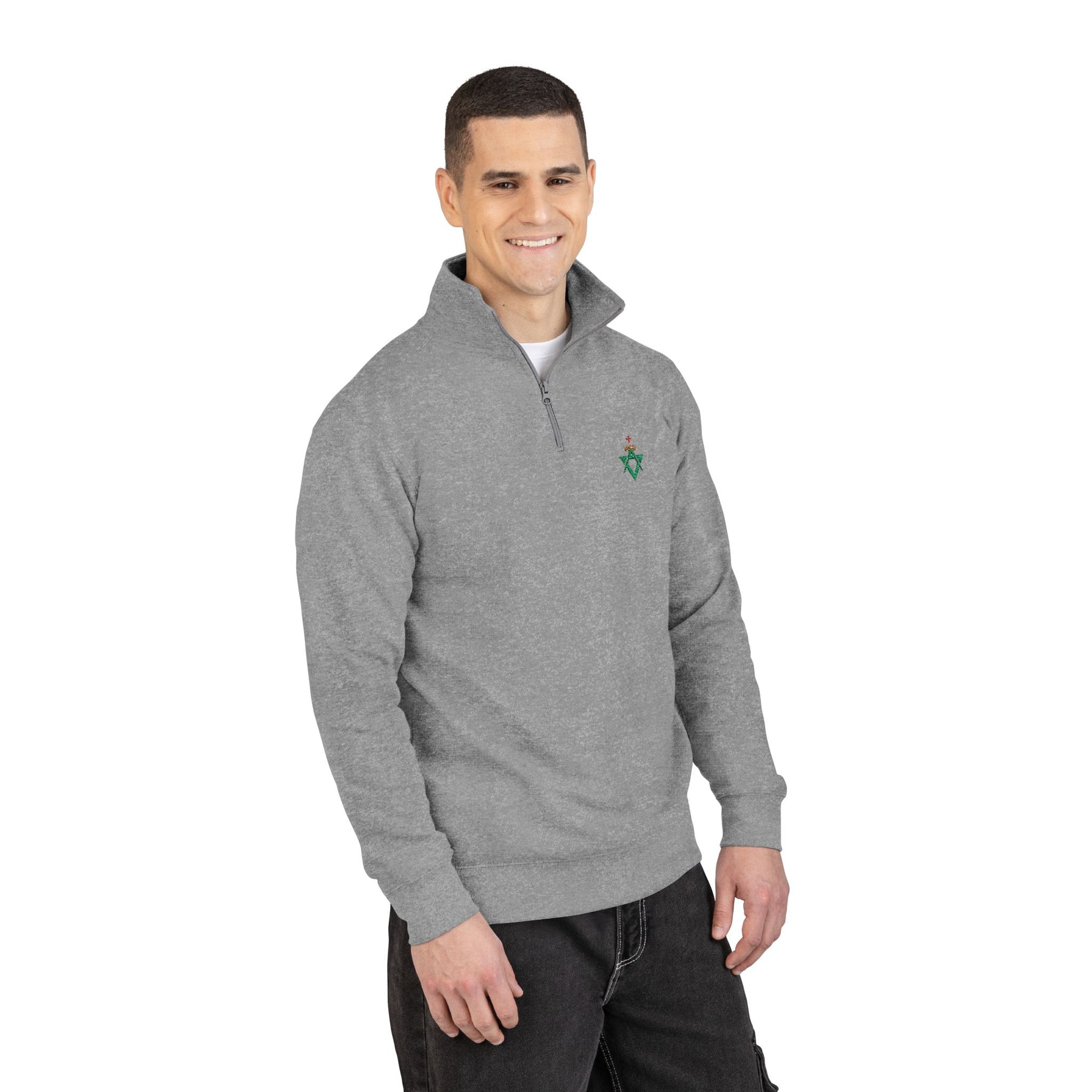 Allied Masonic Degrees Sweatshirt - Green AMD Emblem Embroidery - Bricks Masons