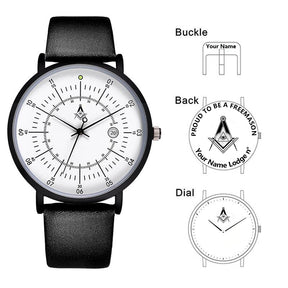 Master Mason Blue Lodge Wristwatch - Leather Straps - Bricks Masons