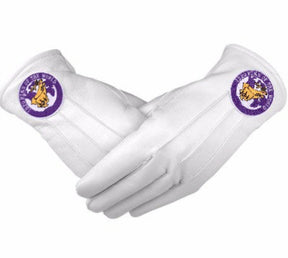 Elks of the World Gloves - White Leather Buck and Doe