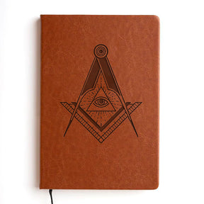 Master Mason Blue Lodge Journal - Brown Faux Leather - Bricks Masons