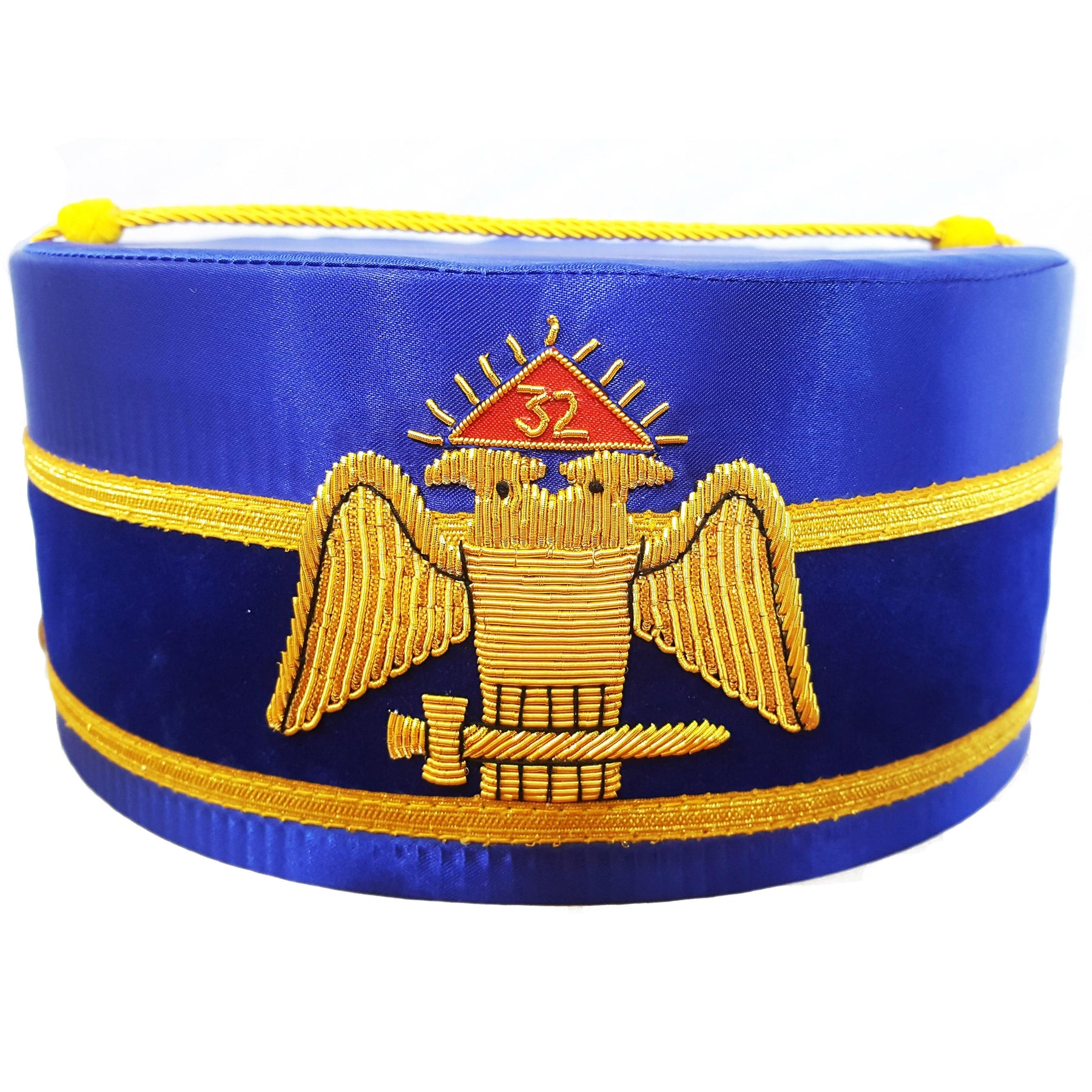 32nd Degree Scottish Rite Crown Cap - Wings Down Blue Handmade Embroidery