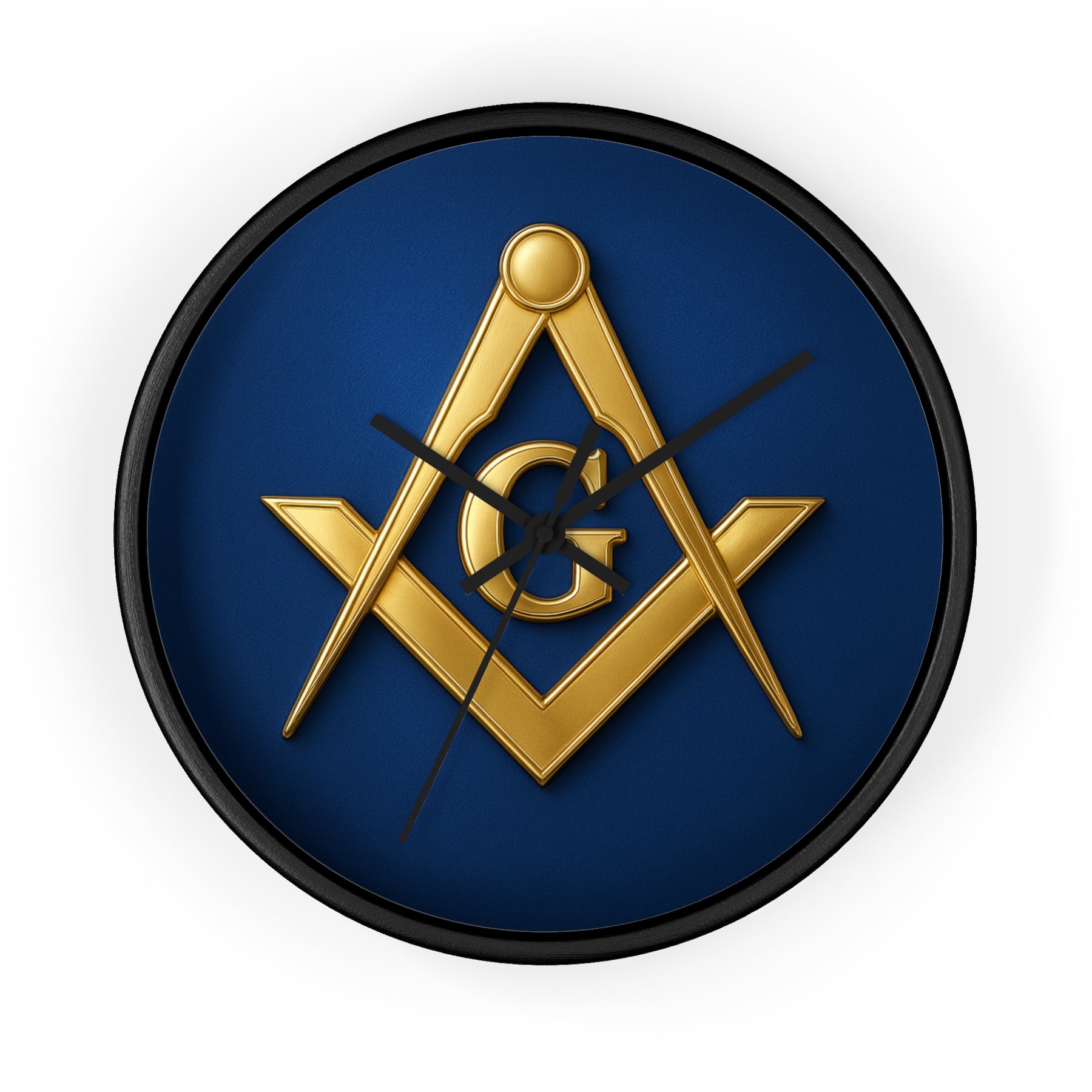 Master Mason Blue Lodge Clock - S & C Emblem on Elegant Wooden Frame - Bricks Masons