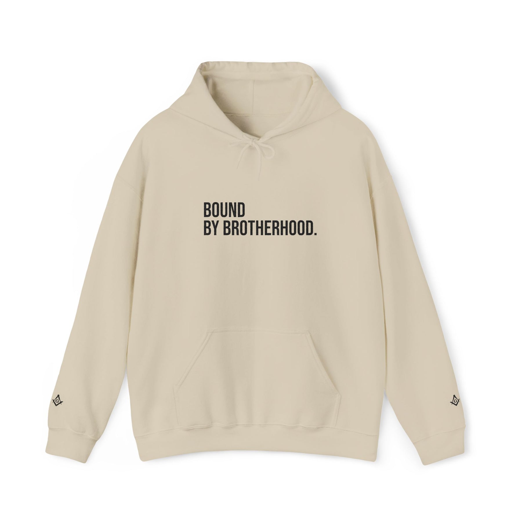 Master Mason Blue Lodge Sweatshirt - Bound By Brotherhood with Square & Compass G Embroidery - Bricks Masons