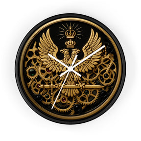 33rd Degree Scottish Rite Clock - Open Gear Eagle on Wood Frame With Plexiglass Face - Bricks Masons