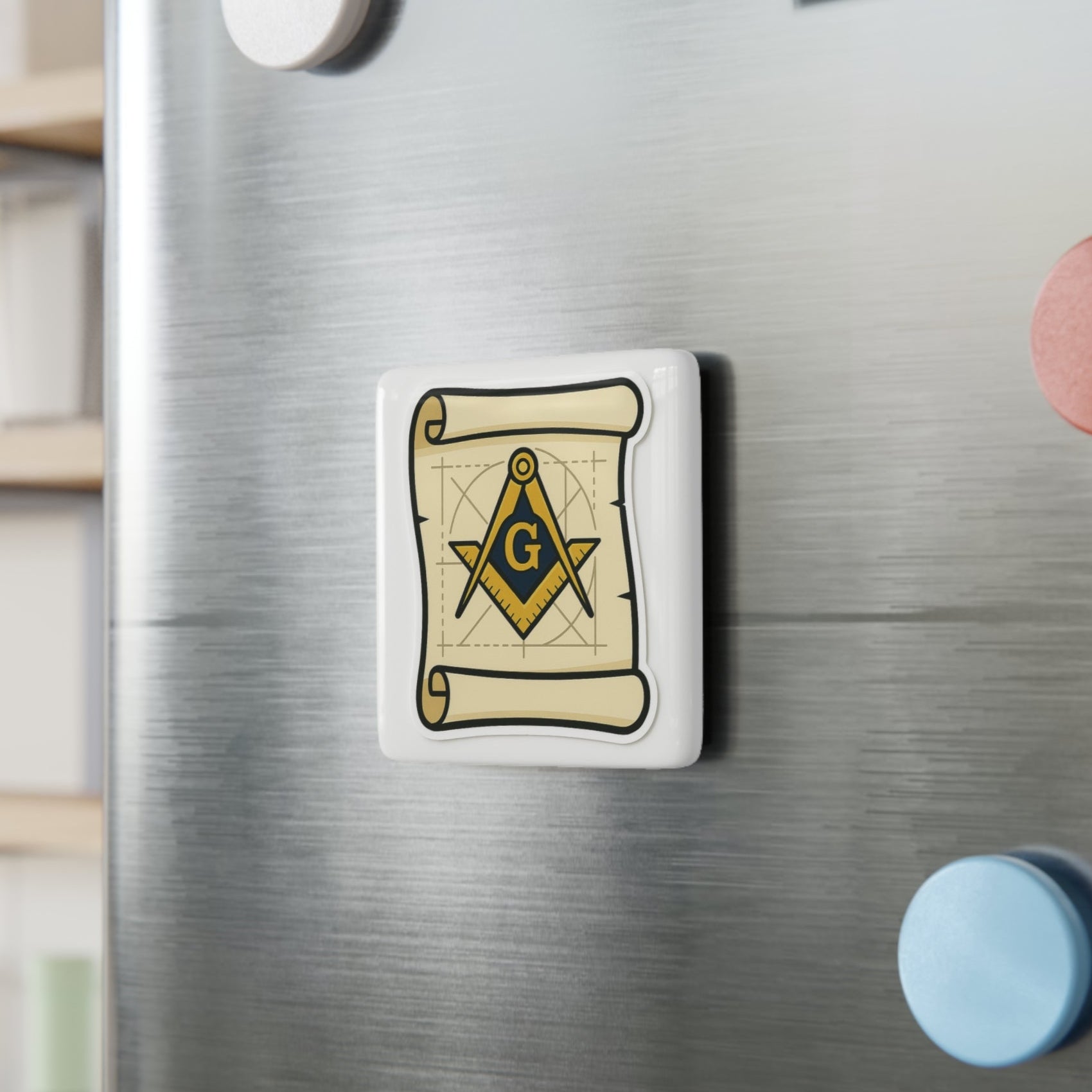 Master Mason Blue Lodge Magnet - Porcelain With Magnet - Bricks Masons