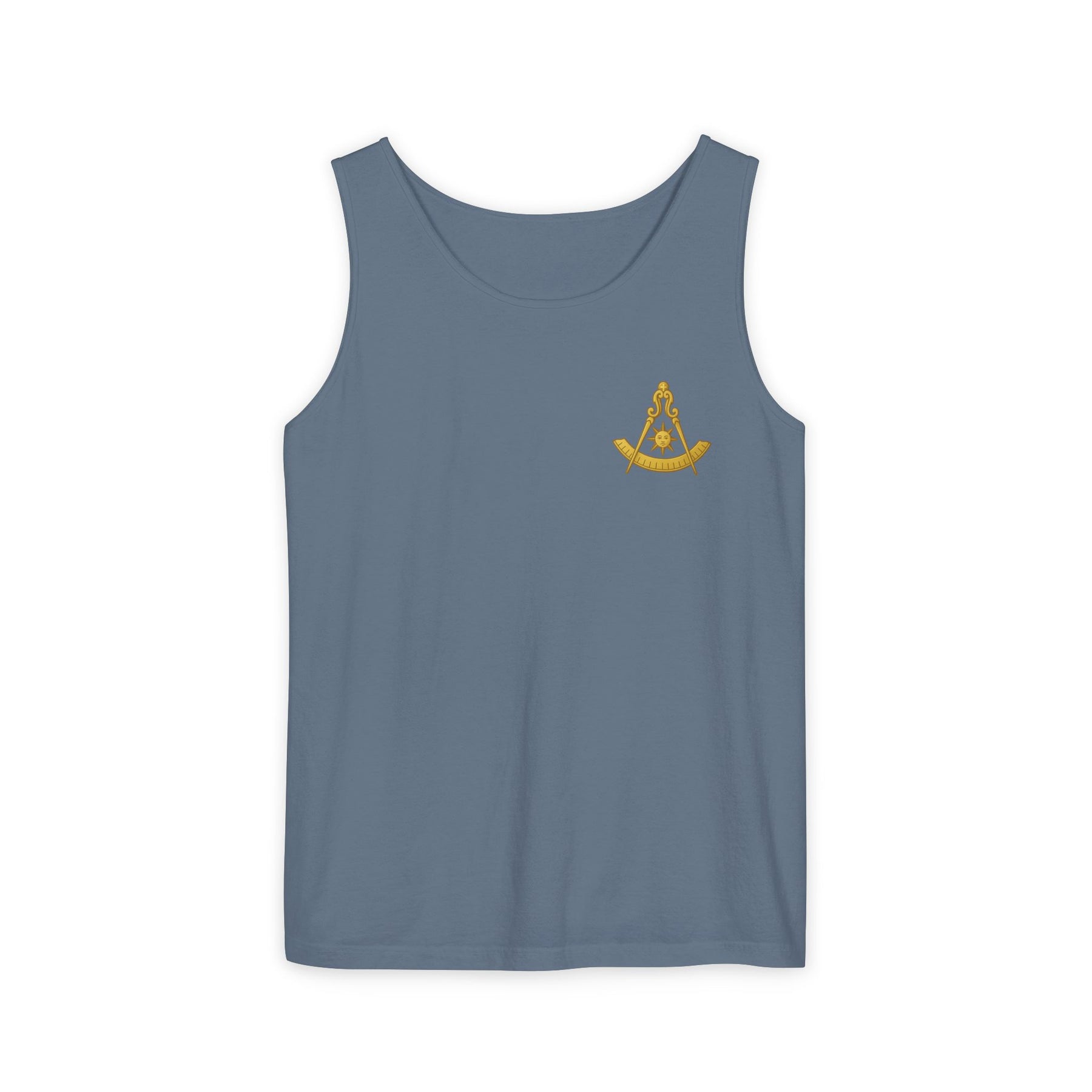 Past Master Blue Lodge Tank Top - Garment-Dyed Compass With Sun & Quadrant - Bricks Masons