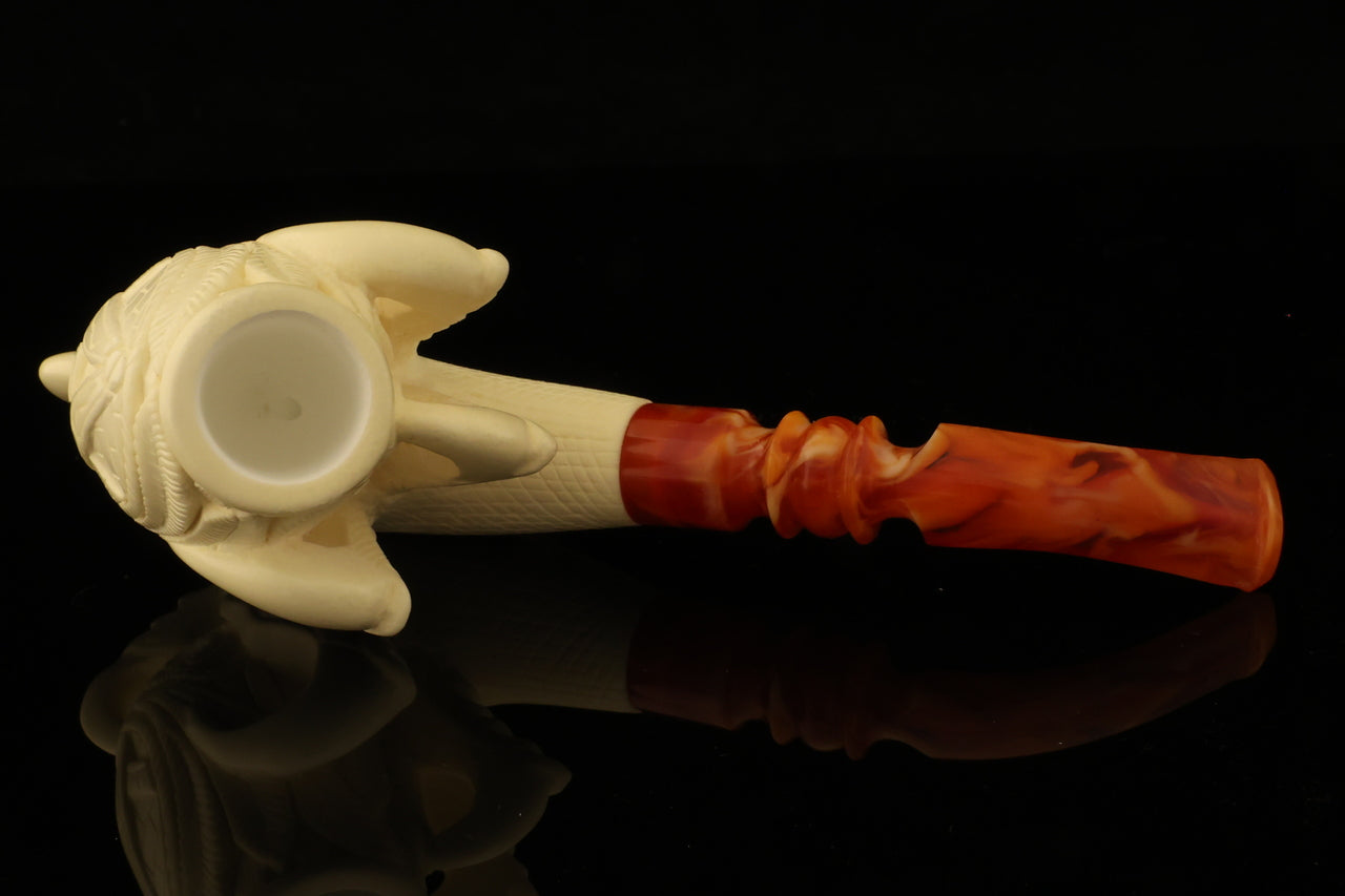 Master Mason Blue Lodge Meerschaum Pipe - Handcrafted Square and Compass G - Bricks Masons