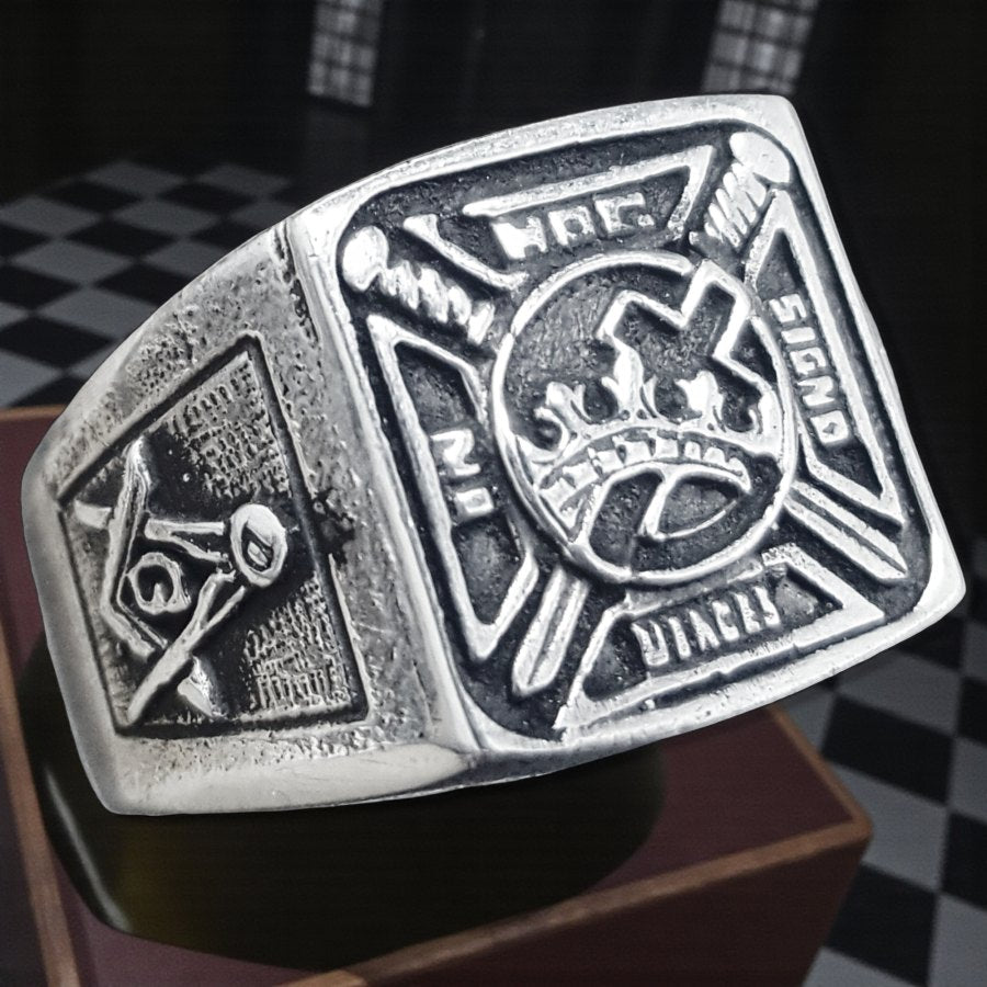 Masonic Ring In Hoc Signo Vinces in Silver 1.5 cm 9 gr Art 308 - Bricks Masons