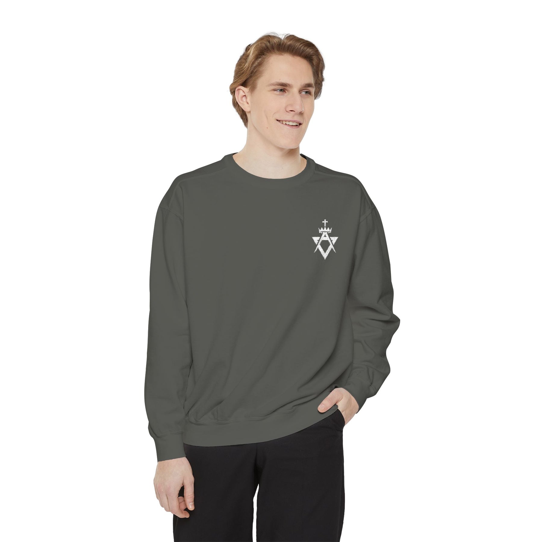 Allied Masonic Degrees Sweatshirt - Embroidered White AMD Emblem - Bricks Masons
