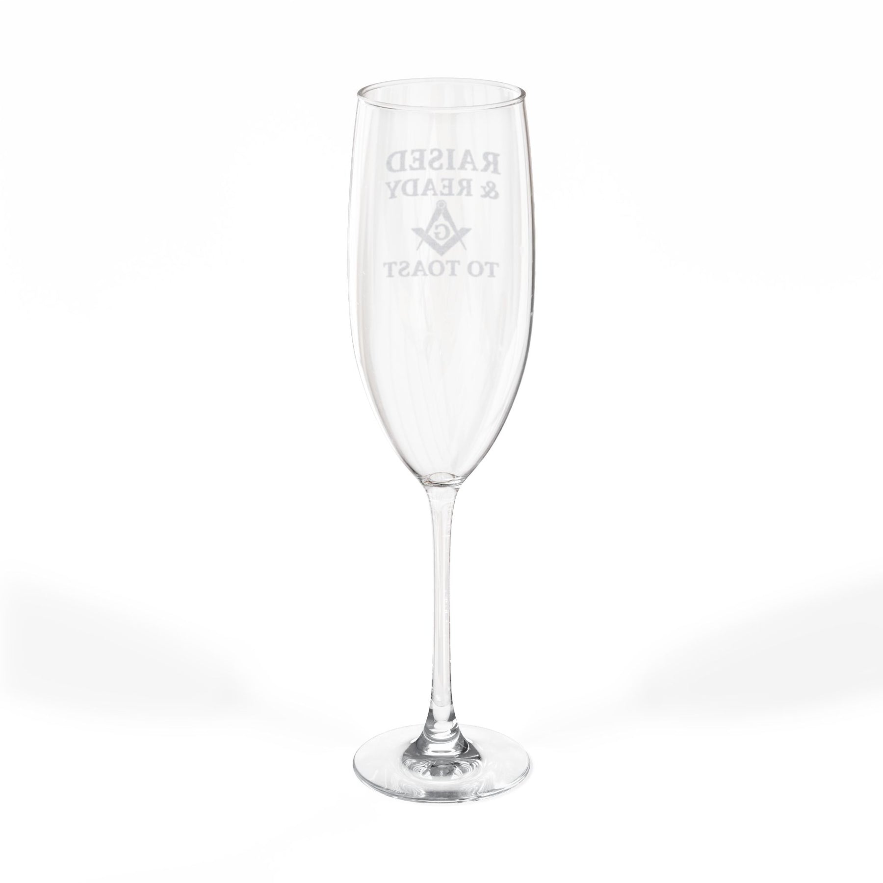 Master Mason Blue Lodge Champagne Flute - Raised and Ready To Toast with S&C G - Bricks Masons
