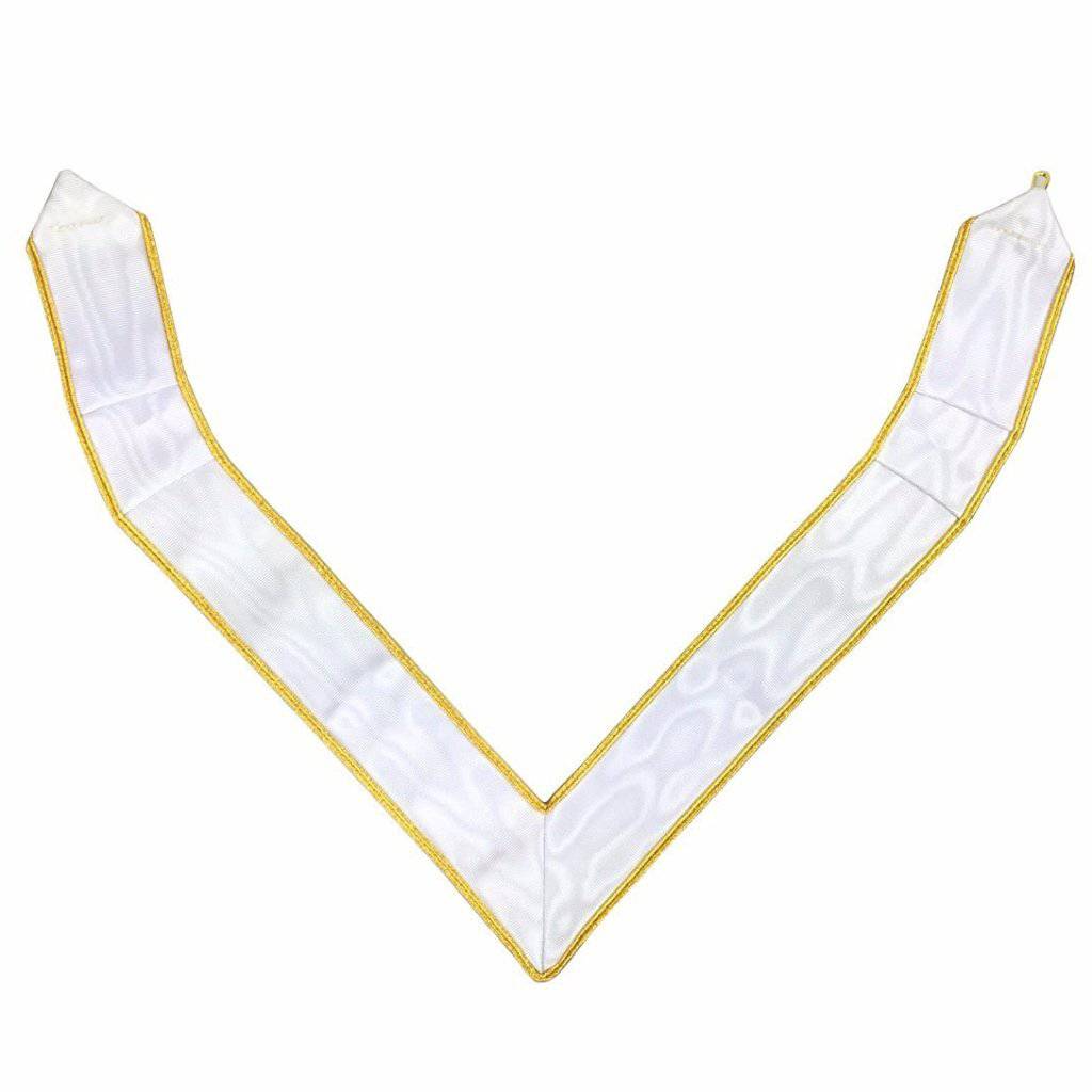 31st Degree Scottish Rite Collarette - White & Gold Moire - Bricks Masons