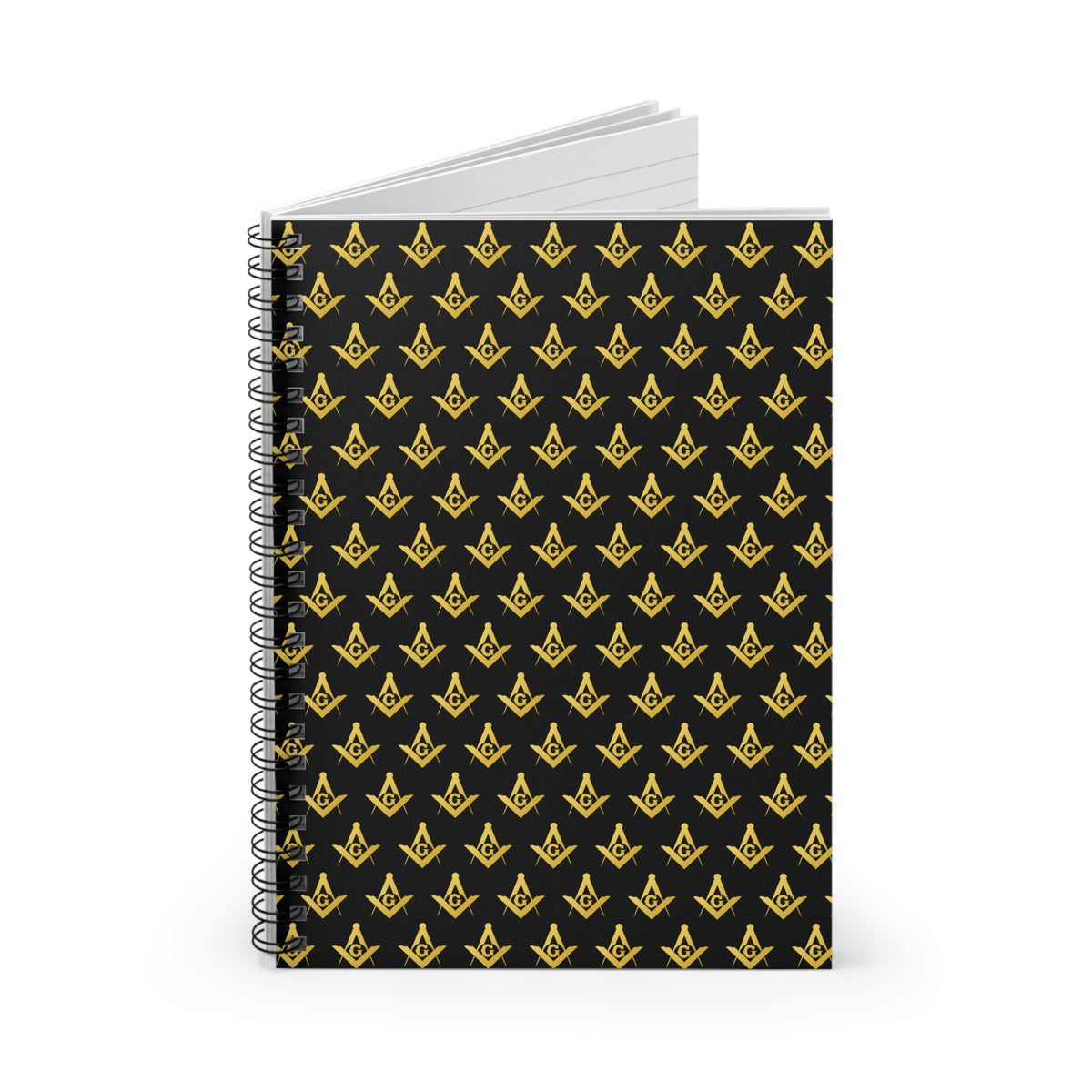 Master Mason Blue Lodge Journal - Gold Square & Compass G Spiral Notebook - Bricks Masons