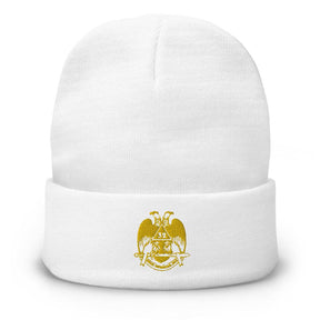 32nd Degree Scottish Rite Beanie - Wings Down Golden Embroidery - Bricks Masons