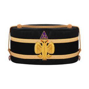 32nd Degree Scottish Rite Crown Cap - Wings Down Hand Embroidery Gold Bullion - Bricks Masons