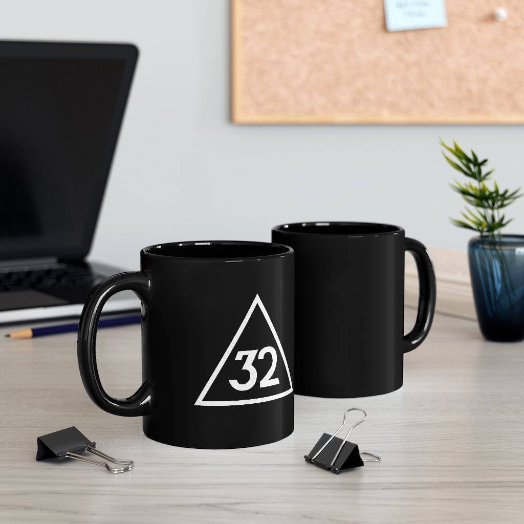 32nd Degree Scottish Rite Mug - Black & White 11oz - Bricks Masons
