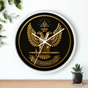 33rd Degree Scottish Rite Clock - Eagle Emblem with “Deus Meumque Jus 33” - Bricks Masons