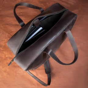 33rd Degree Scottish Rite Briefcase - Dark Brown Cow Leather - Bricks Masons