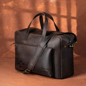 33rd Degree Scottish Rite Briefcase - Wings Down Dark Brown Cow Leather - Bricks Masons