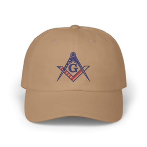 Master Mason Blue Lodge Baseball Cap - Embroidered Patriotic Masonic Dad Cap American Flag - Bricks Masons