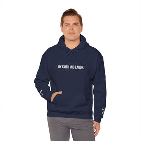 Master Mason Blue Lodge Hoodie - By Faith And Labor with Square & Compass G Embroidery - Bricks Masons