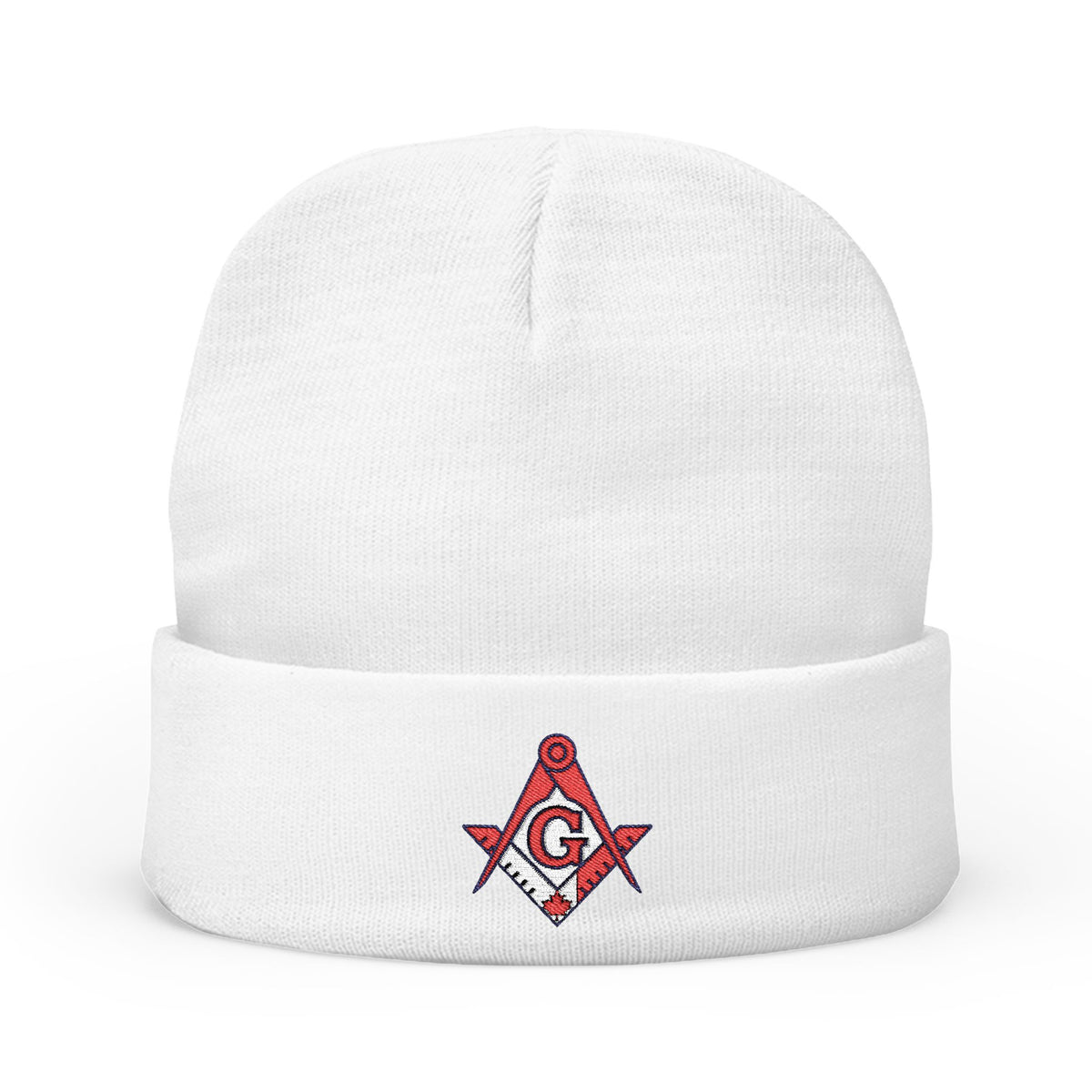 Master Mason Blue Lodge Canada Jurisdiction Beanie - Knit Embroidery Canada Mason Square & Compass G - Bricks Masons