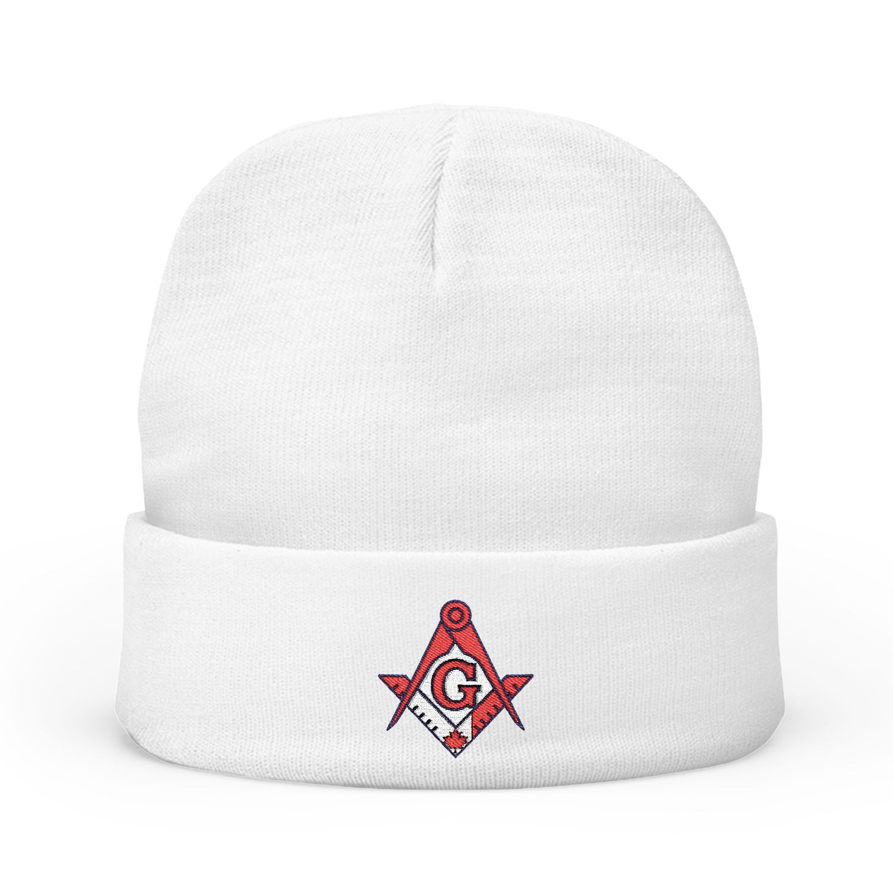 Master Mason Blue Lodge Canada Jurisdiction Beanie - Knit Embroidery Canada Mason Square & Compass G - Bricks Masons