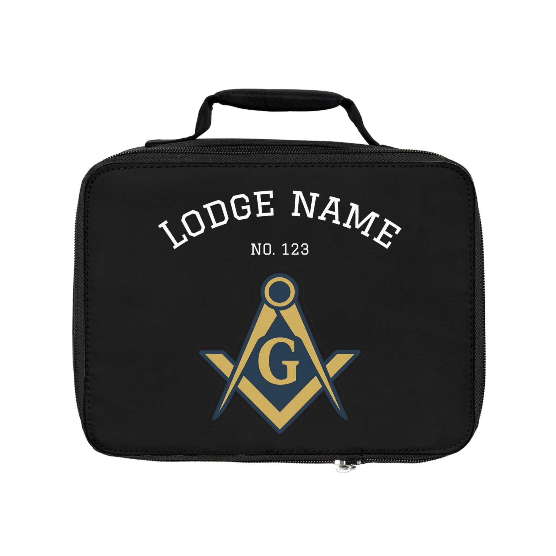 Master Mason Blue Lodge Lunch Bag - Fully Insulated Zipper Closure Customizable - Bricks Masons