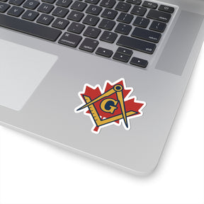 Master Mason Blue Lodge Canada Jurisdiction Sticker Decal - Maple Leaf & Golden S&C - Bricks Masons