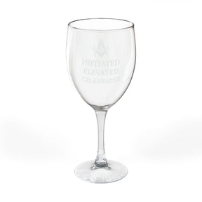 Master Mason Blue Lodge Wine Glass - Square & Compass G Initiated Elevated Celebrated